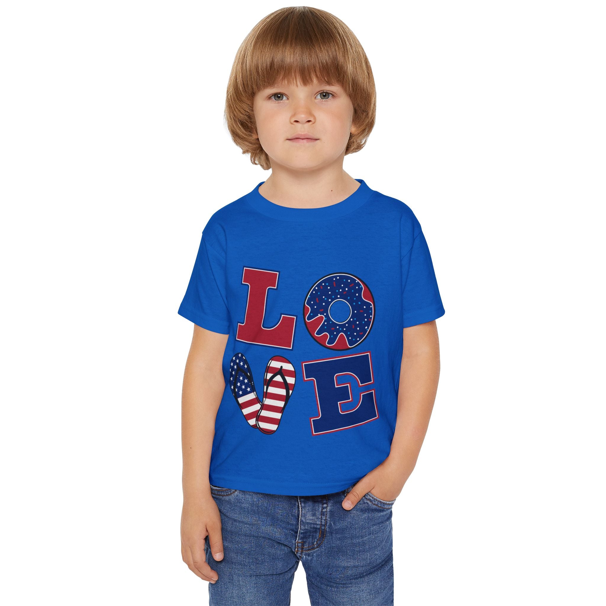 Patriotic 'LOVE' Toddler T‑Shirt — American Flag Kids Fourth of July Tee
