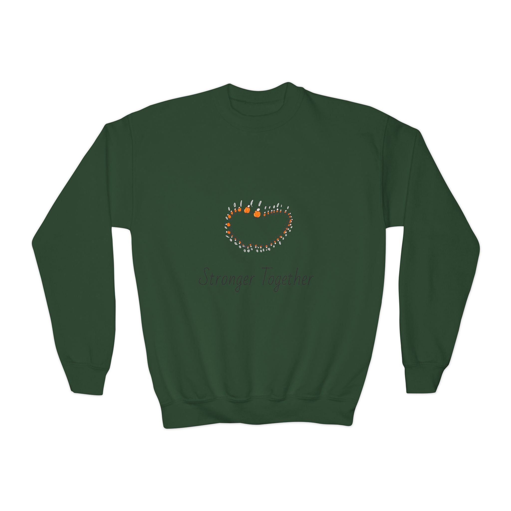Youth Crewneck Sweatshirt — "Stranger Together" Floral Heart Kids Pullover