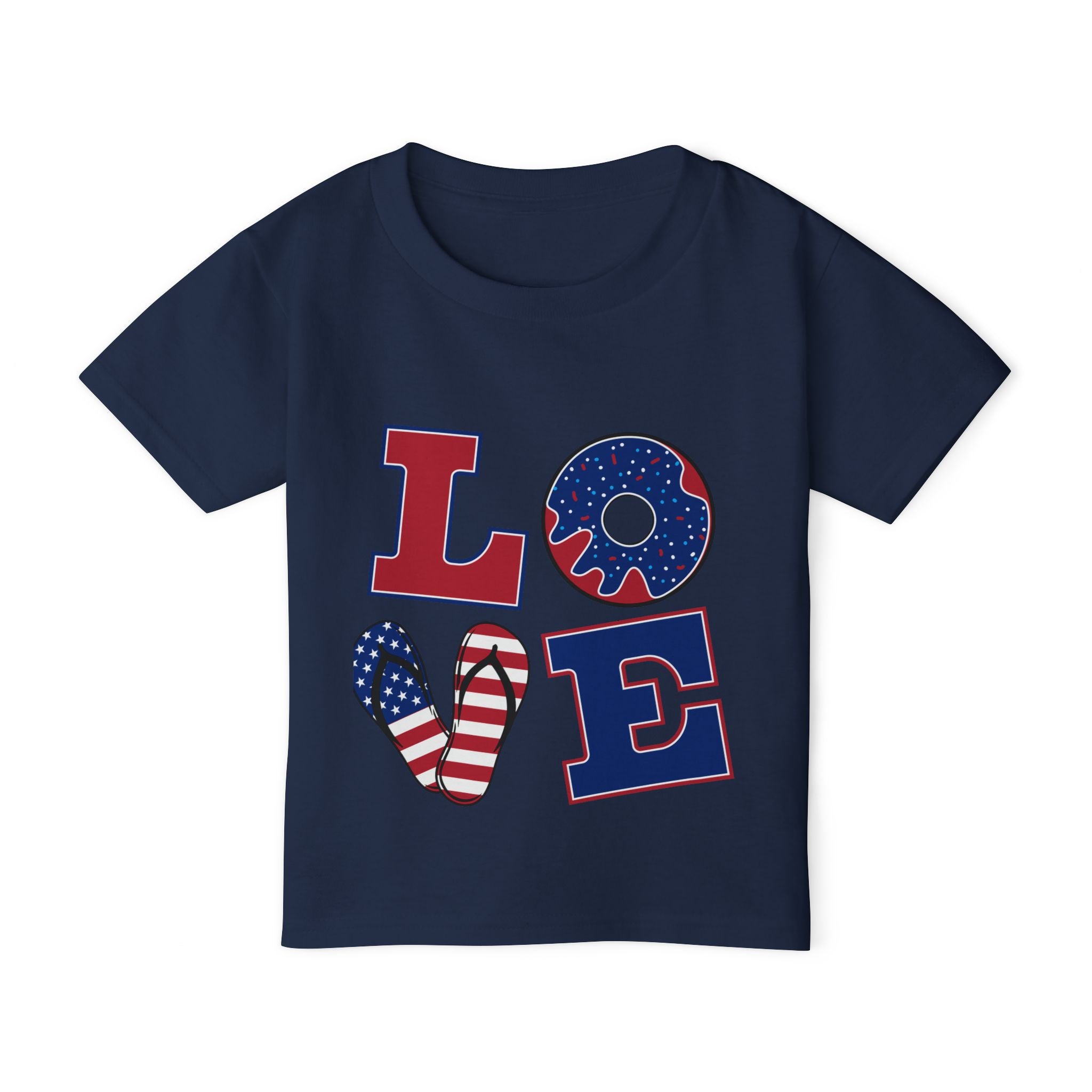 Patriotic 'LOVE' Toddler T‑Shirt — American Flag Kids Fourth of July Tee