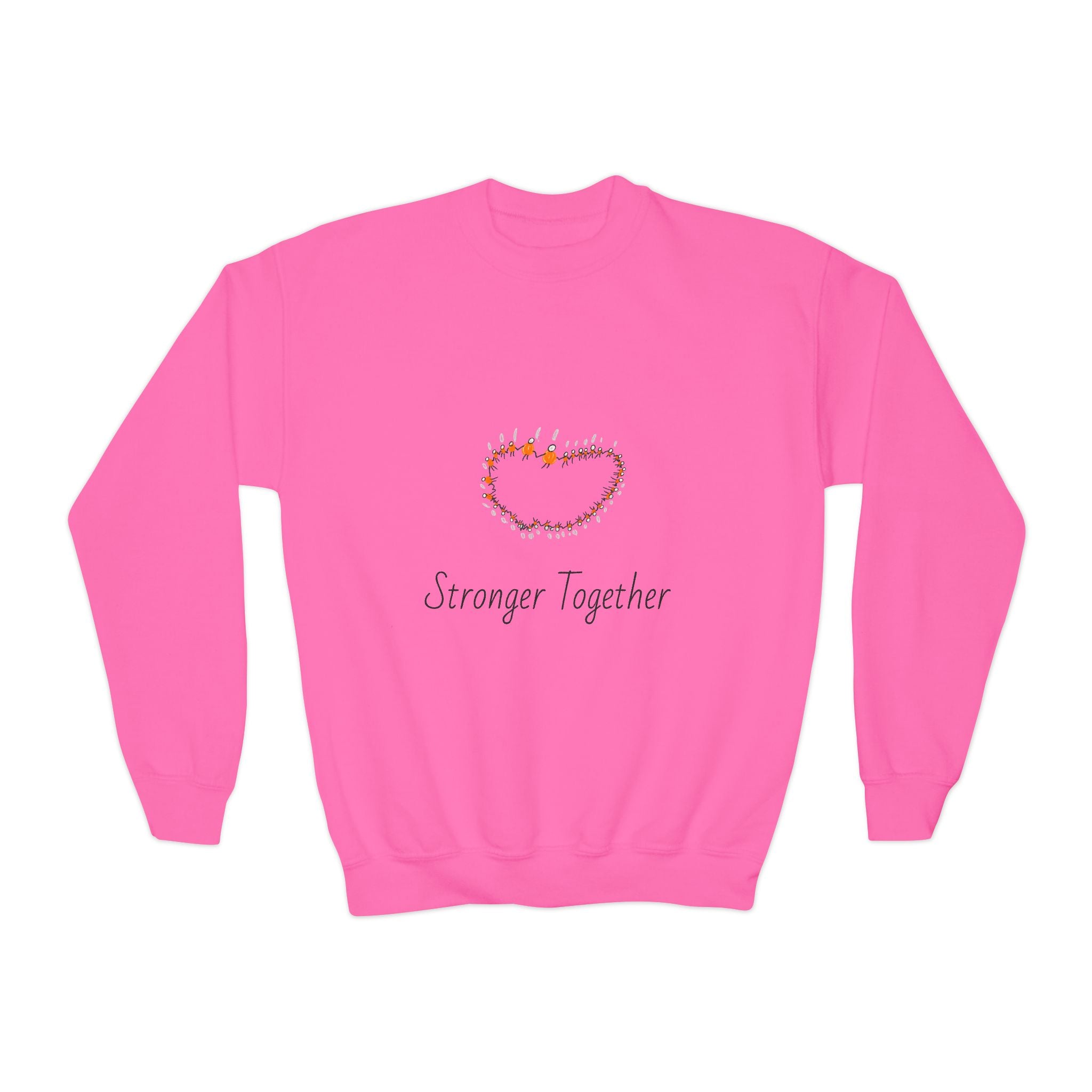 Youth Crewneck Sweatshirt — "Stranger Together" Floral Heart Kids Pullover