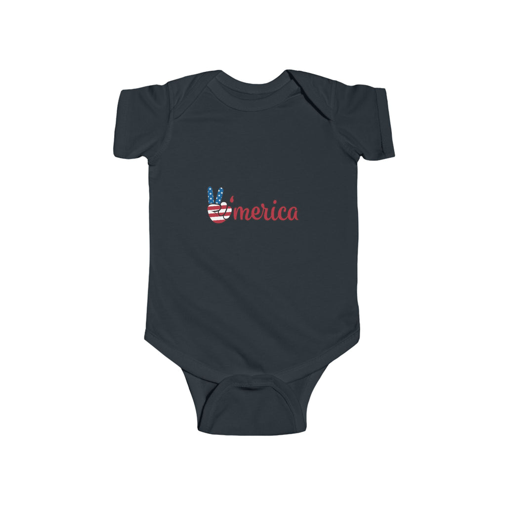 Patriotic Baby Bodysuit - 'Merica Peace Sign & Americana Popsicle Onesie