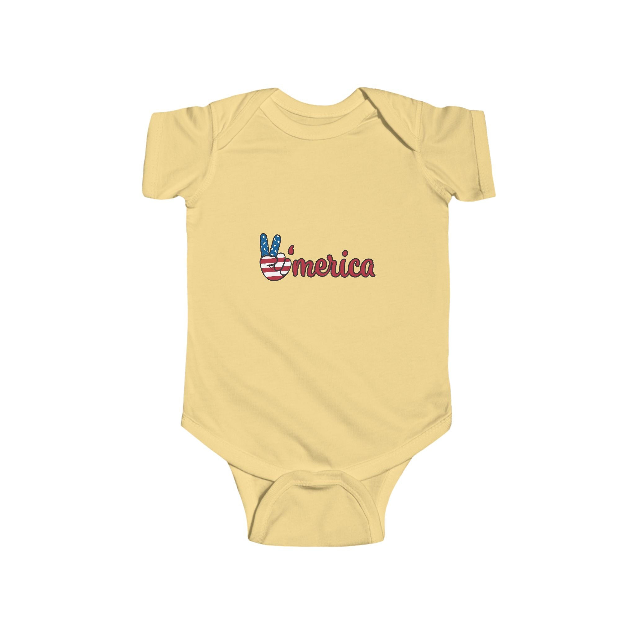 Patriotic Baby Bodysuit - 'Merica Peace Sign & Americana Popsicle Onesie