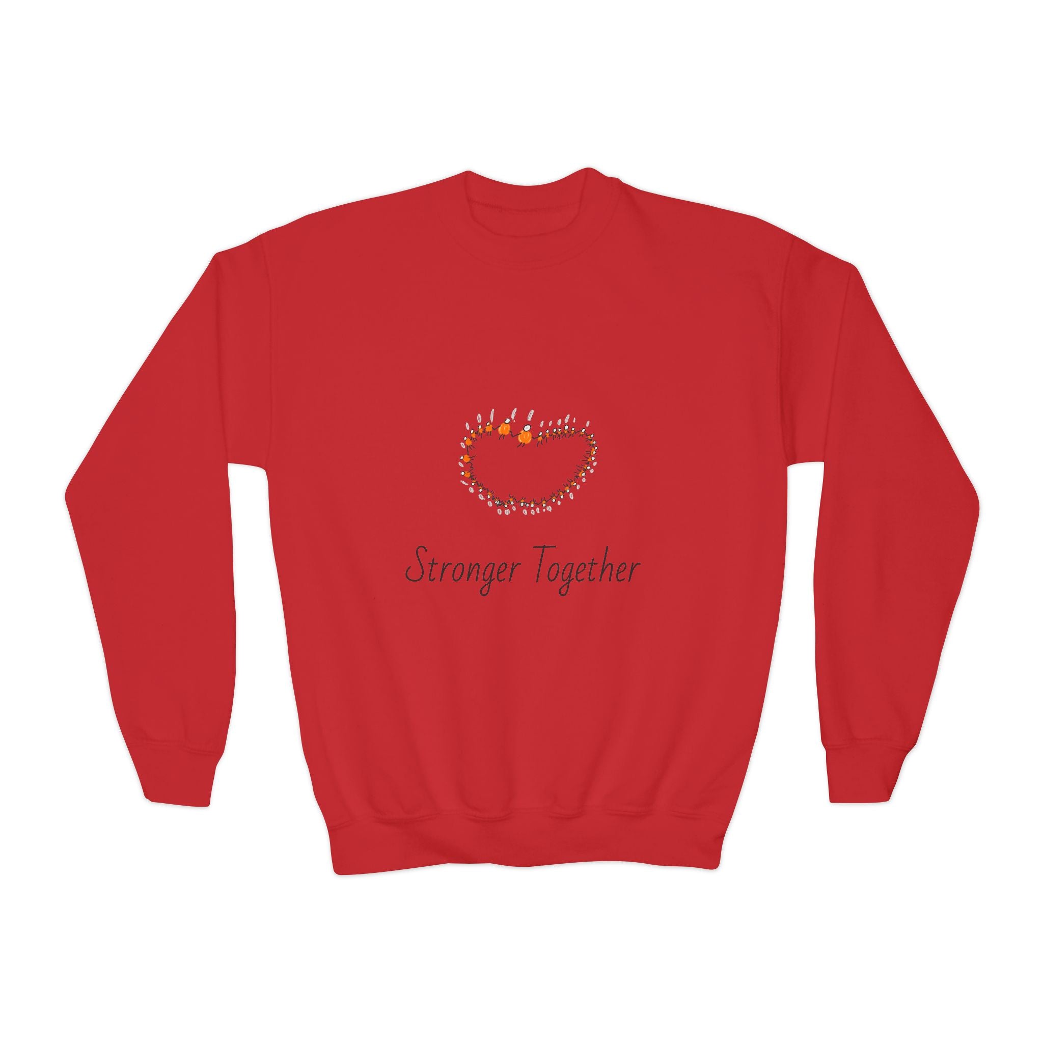 Youth Crewneck Sweatshirt — "Stranger Together" Floral Heart Kids Pullover