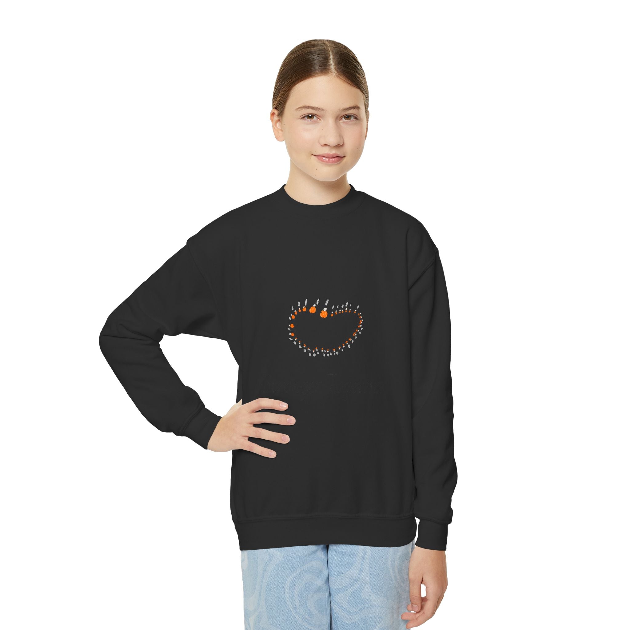 Youth Crewneck Sweatshirt — "Stranger Together" Floral Heart Kids Pullover