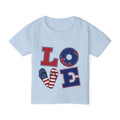 Patriotic 'LOVE' Toddler T‑Shirt — American Flag Kids Fourth of July Tee
