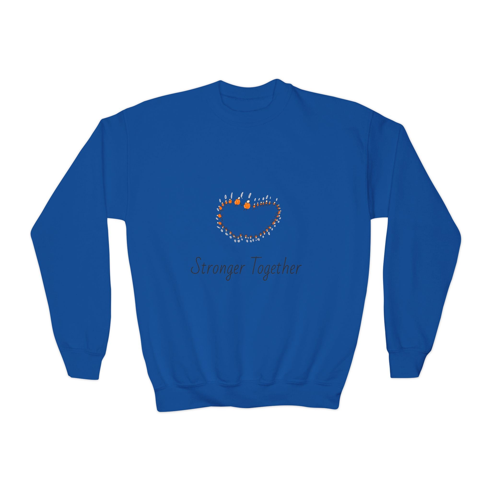 Youth Crewneck Sweatshirt — "Stranger Together" Floral Heart Kids Pullover