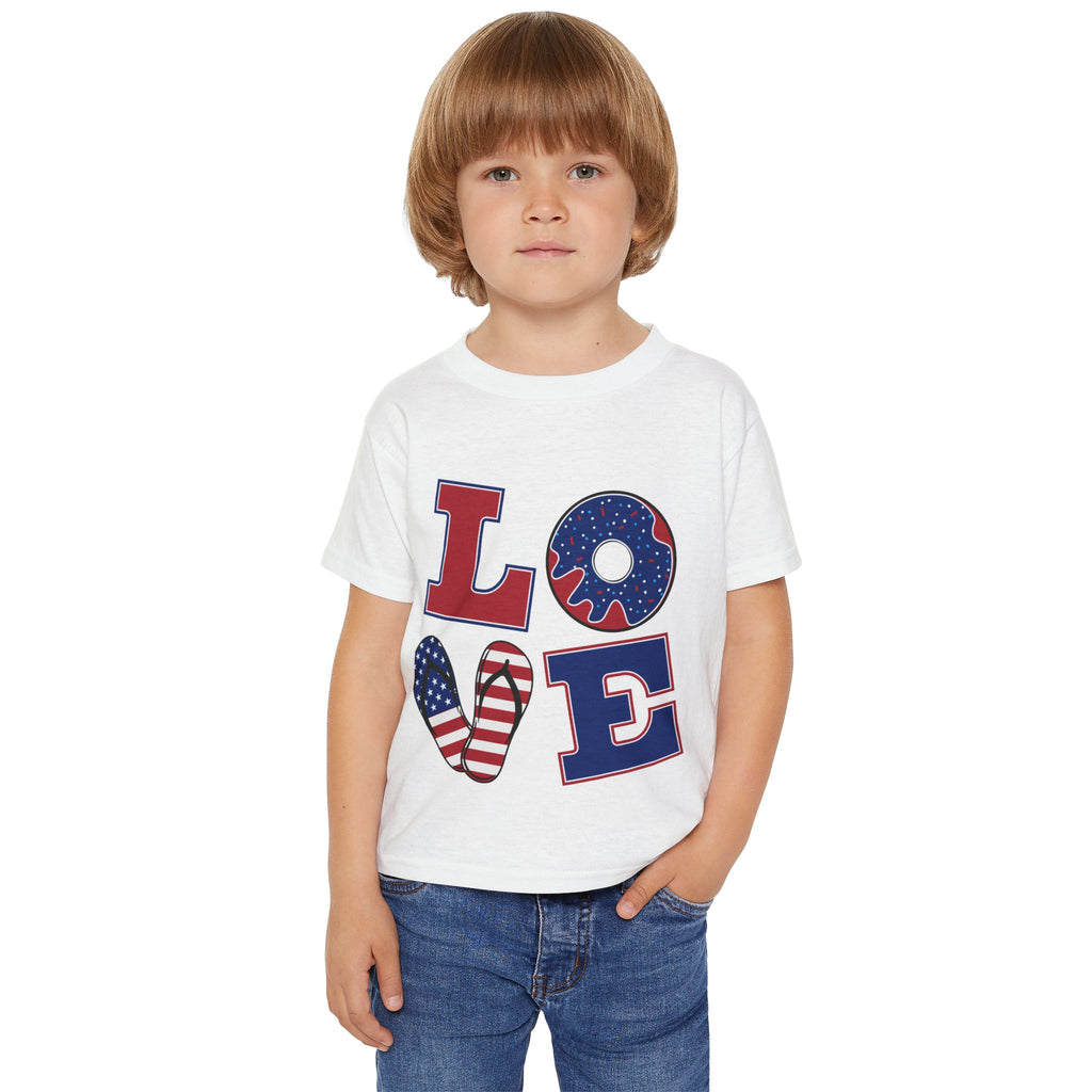 Patriotic 'LOVE' Toddler T‑Shirt — American Flag Kids Fourth of July Tee