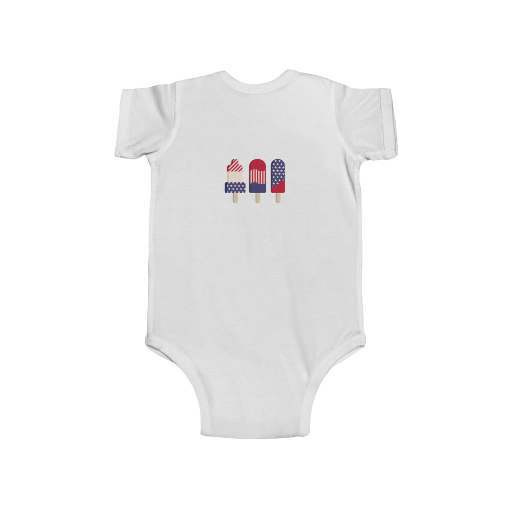 Patriotic Baby Bodysuit - 'Merica Peace Sign & Americana Popsicle Onesie