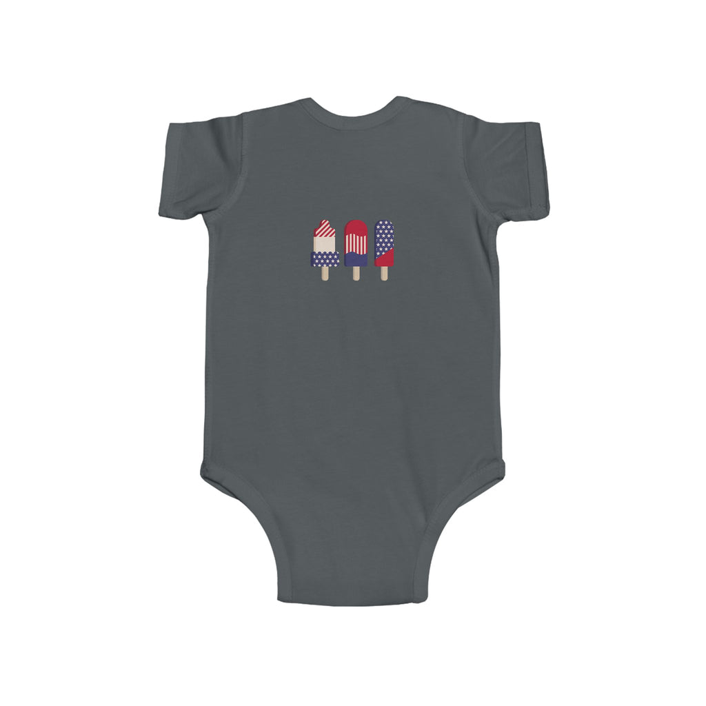 Patriotic Baby Bodysuit - 'Merica Peace Sign & Americana Popsicle Onesie