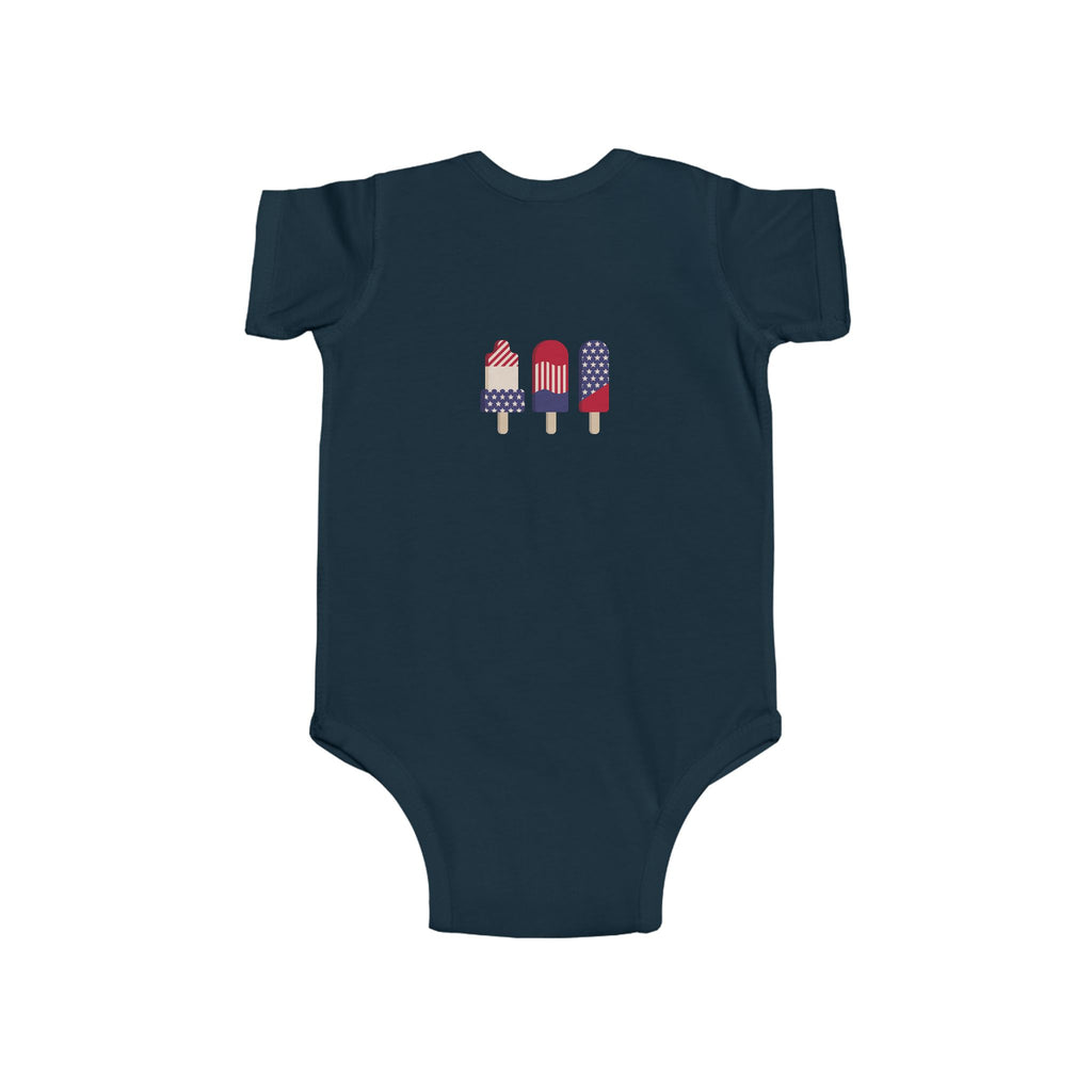 Patriotic Baby Bodysuit - 'Merica Peace Sign & Americana Popsicle Onesie