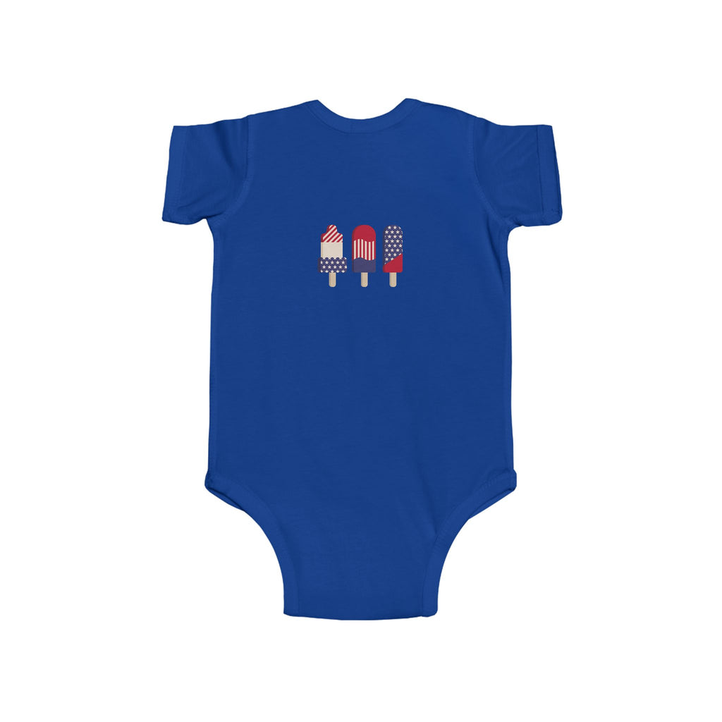 Patriotic Baby Bodysuit - 'Merica Peace Sign & Americana Popsicle Onesie