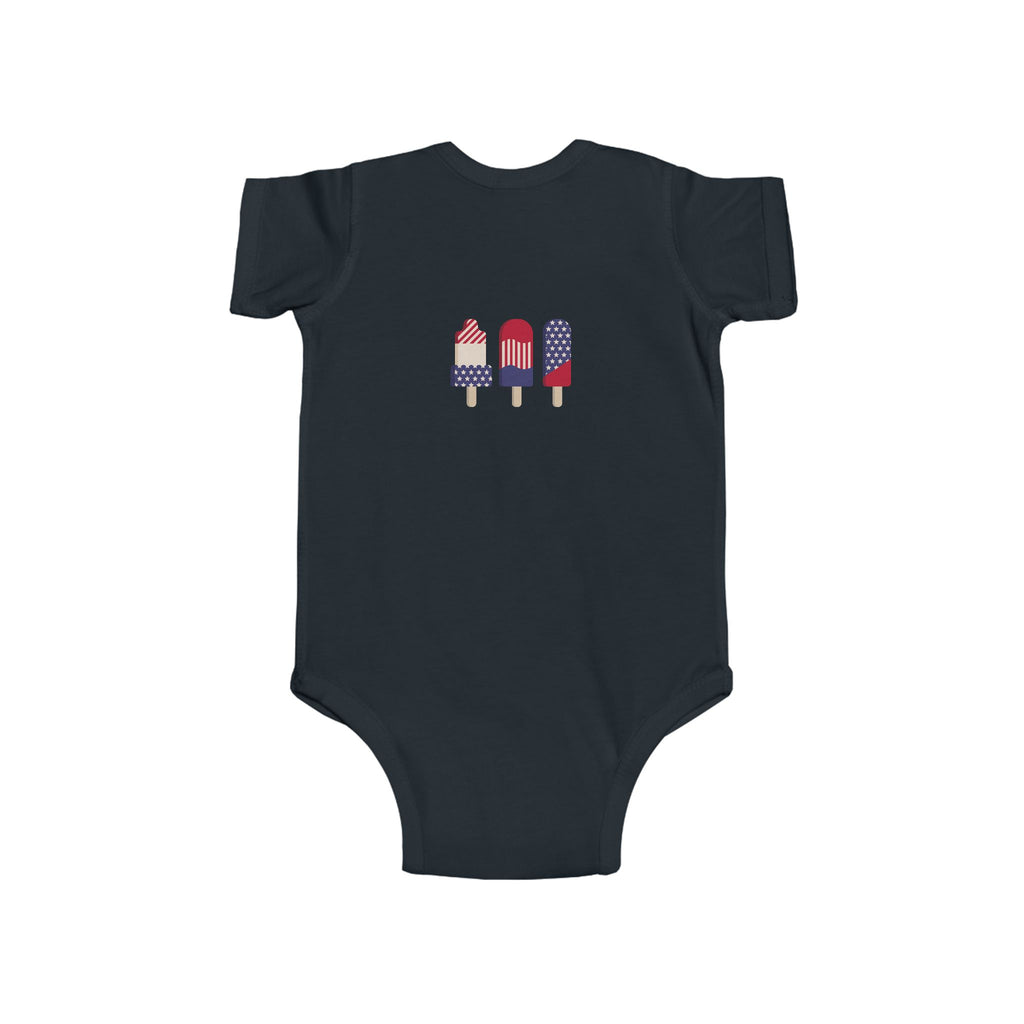 Patriotic Baby Bodysuit - 'Merica Peace Sign & Americana Popsicle Onesie