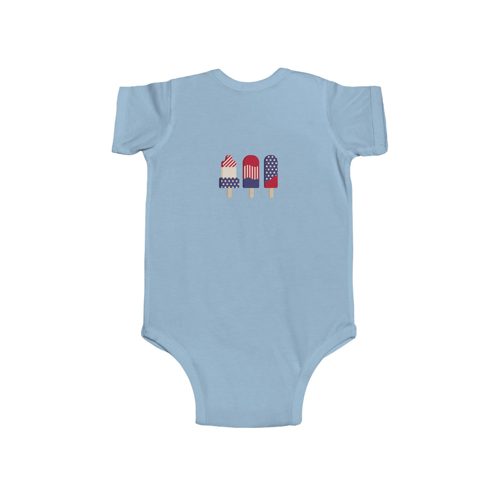 Patriotic Baby Bodysuit - 'Merica Peace Sign & Americana Popsicle Onesie