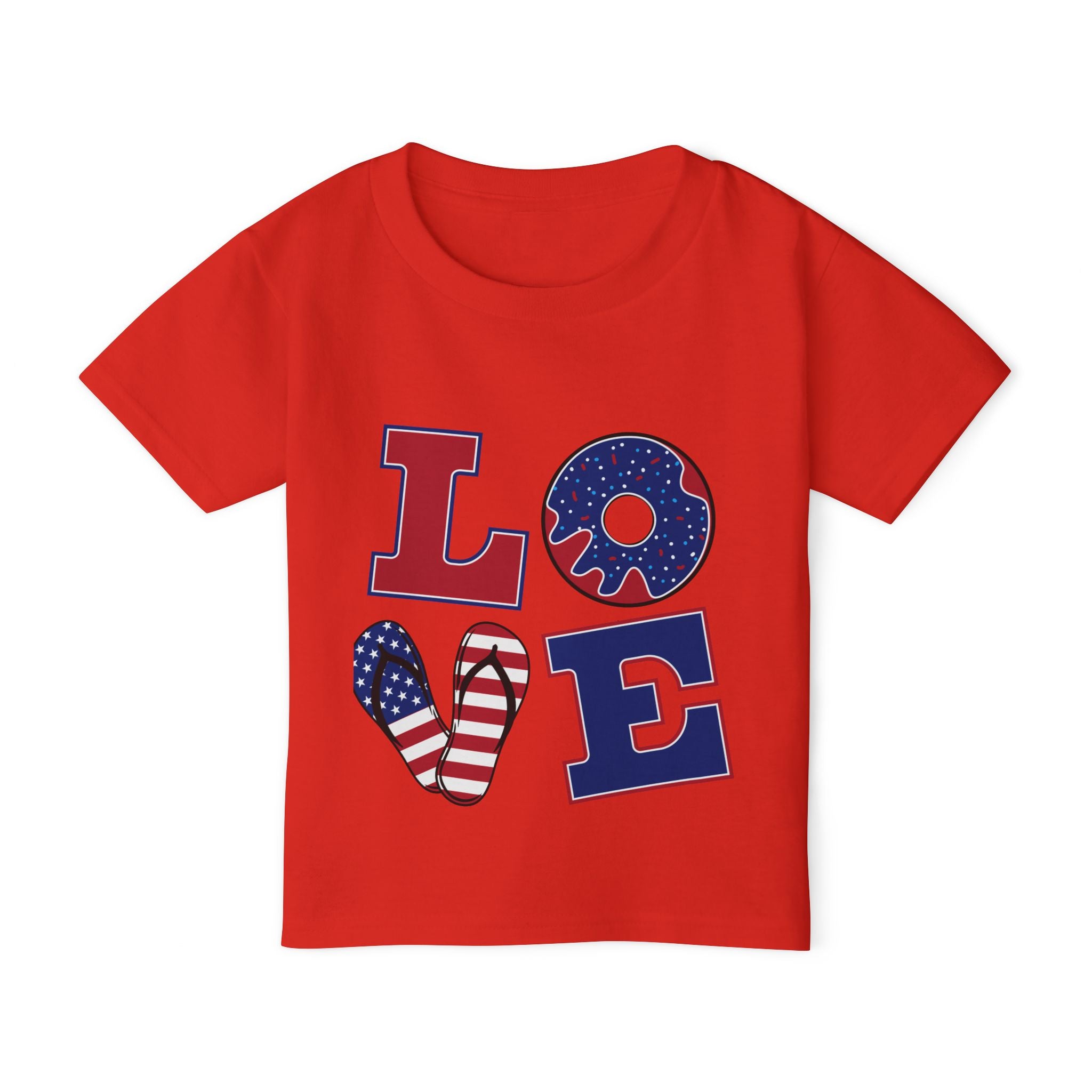 Patriotic 'LOVE' Toddler T‑Shirt — American Flag Kids Fourth of July Tee