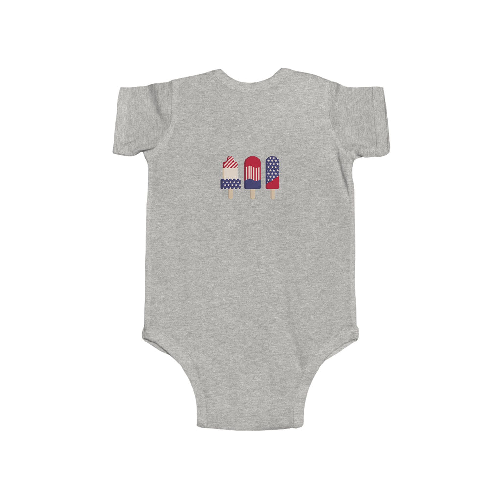 Patriotic Baby Bodysuit - 'Merica Peace Sign & Americana Popsicle Onesie