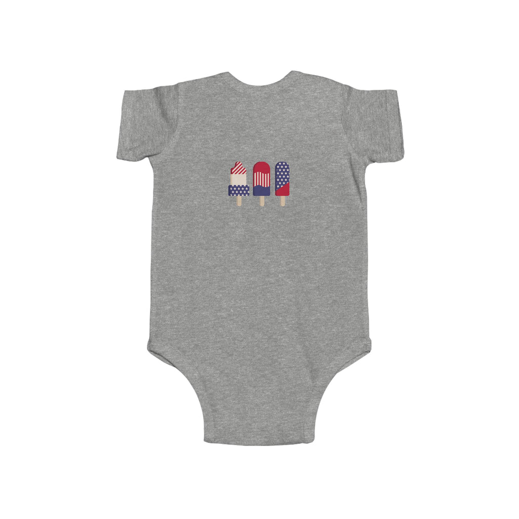 Patriotic Baby Bodysuit - 'Merica Peace Sign & Americana Popsicle Onesie