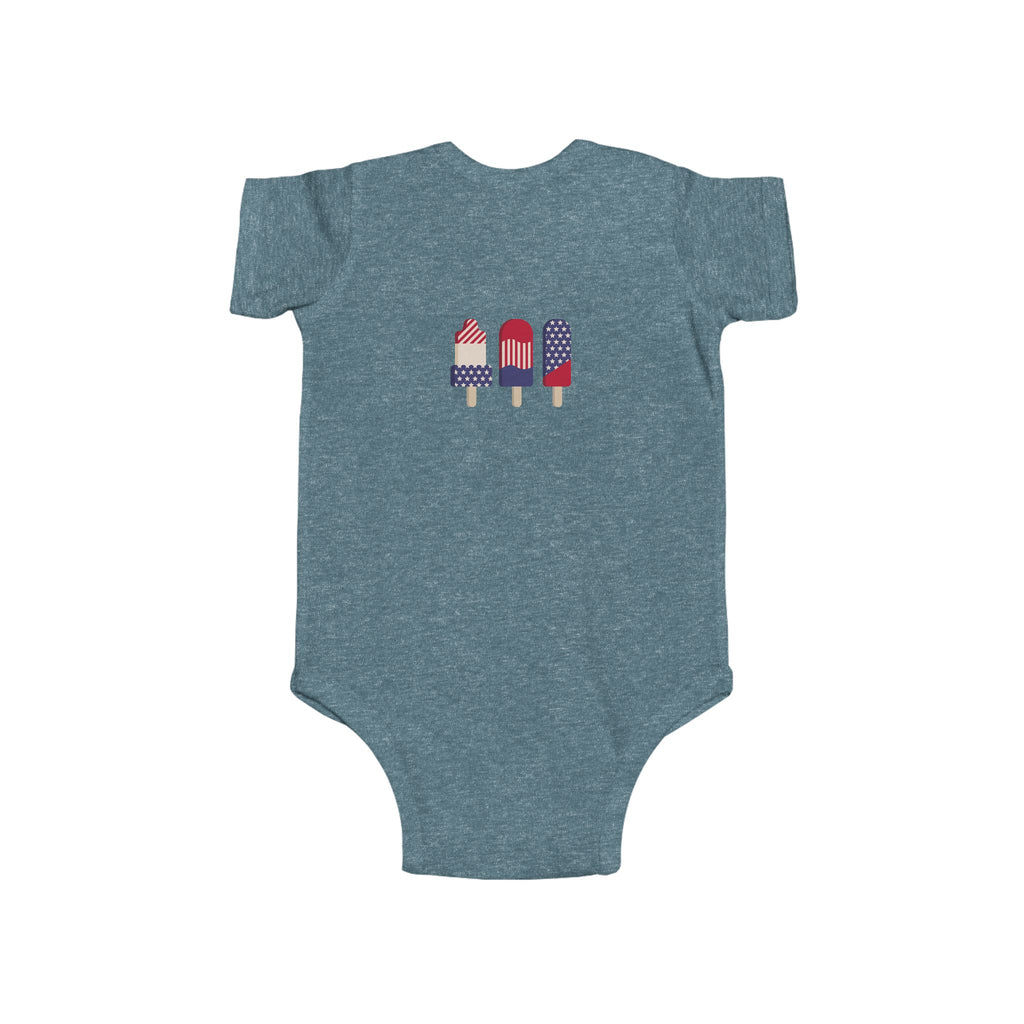 Patriotic Baby Bodysuit - 'Merica Peace Sign & Americana Popsicle Onesie