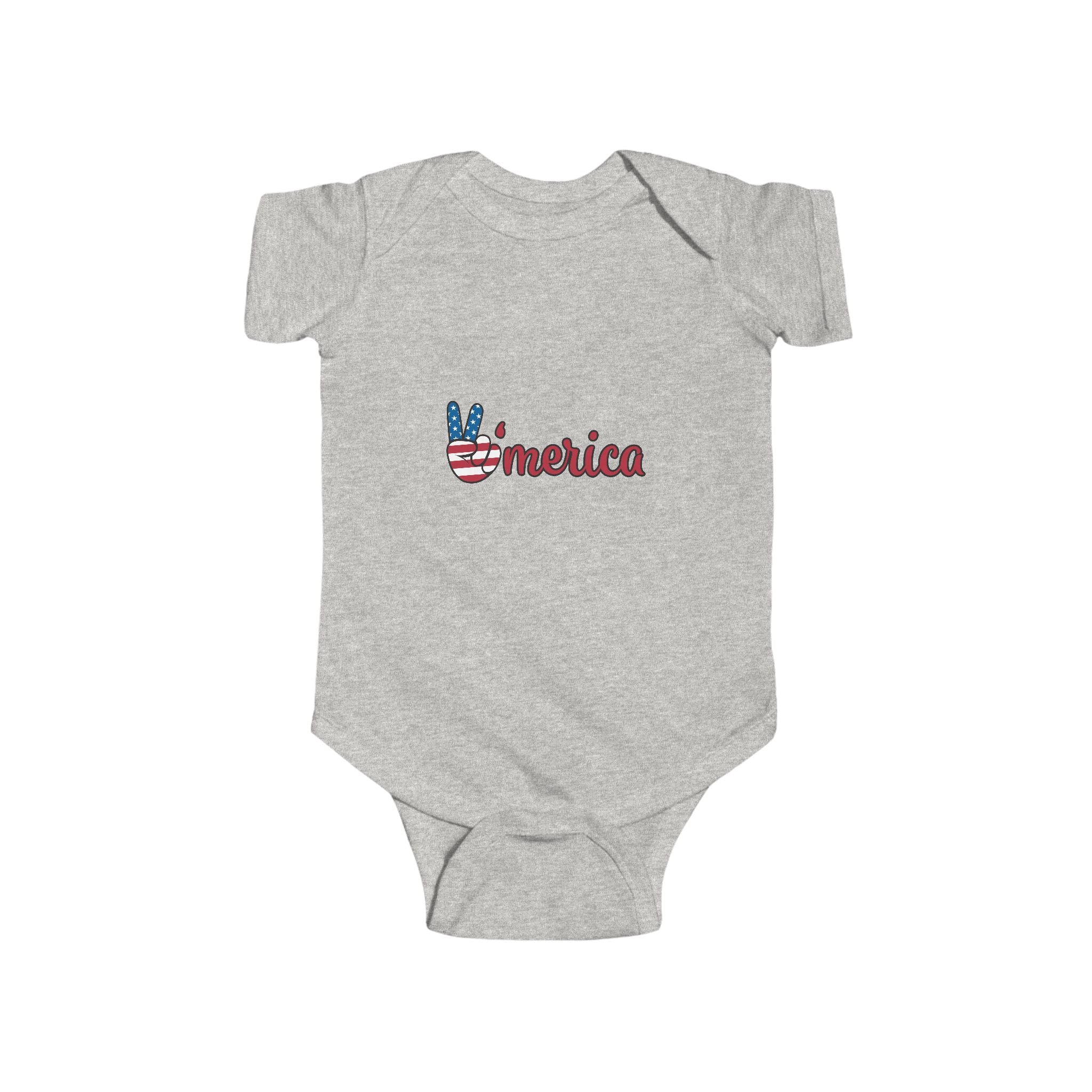 Patriotic Baby Bodysuit - 'Merica Peace Sign & Americana Popsicle Onesie