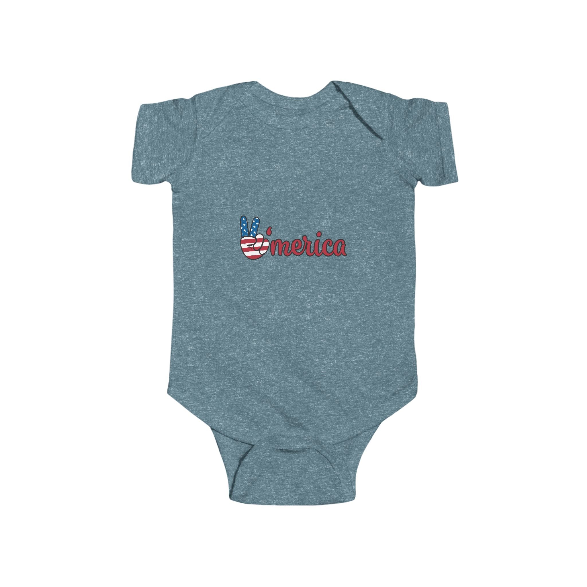 Patriotic Baby Bodysuit - 'Merica Peace Sign & Americana Popsicle Onesie