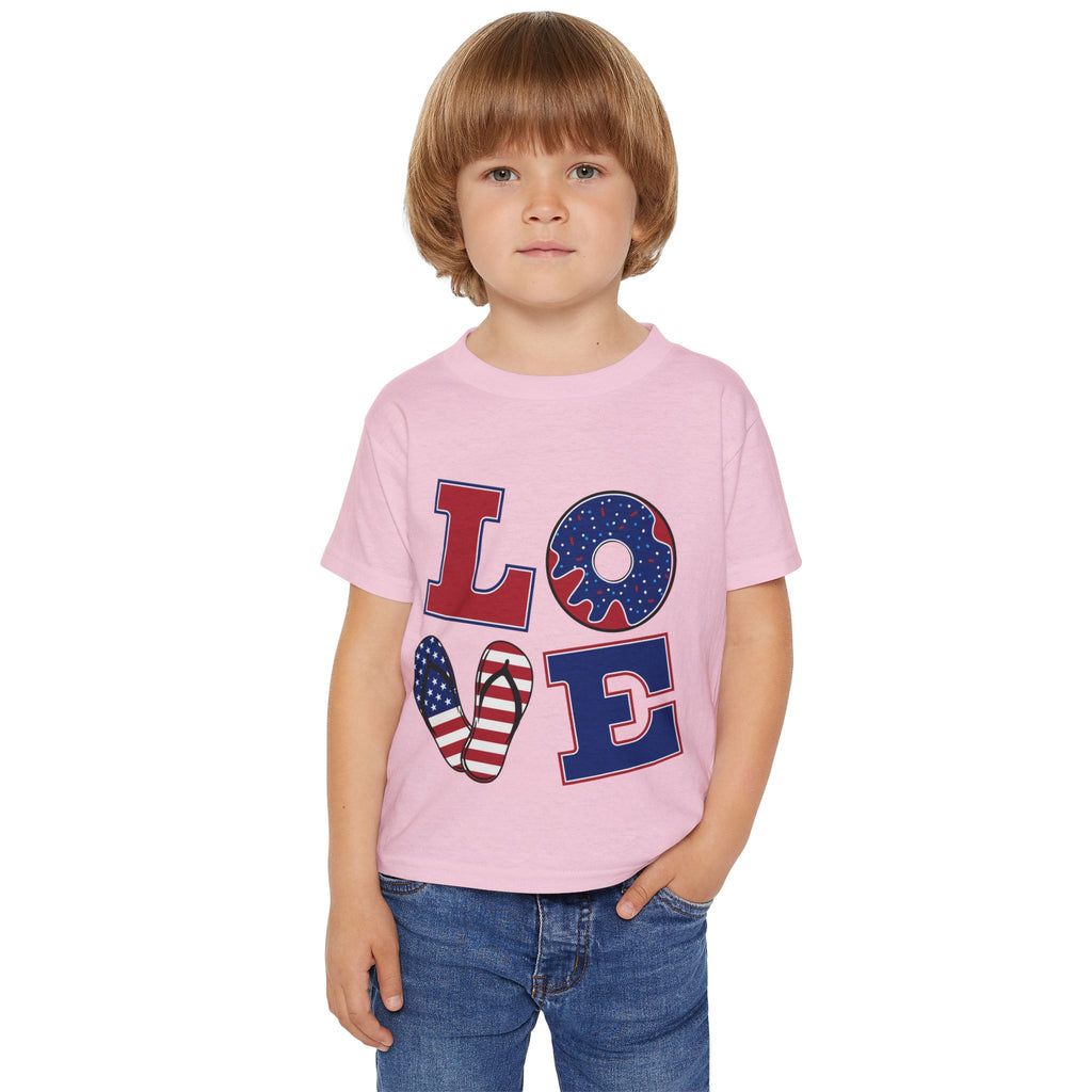 Patriotic 'LOVE' Toddler T‑Shirt — American Flag Kids Fourth of July Tee