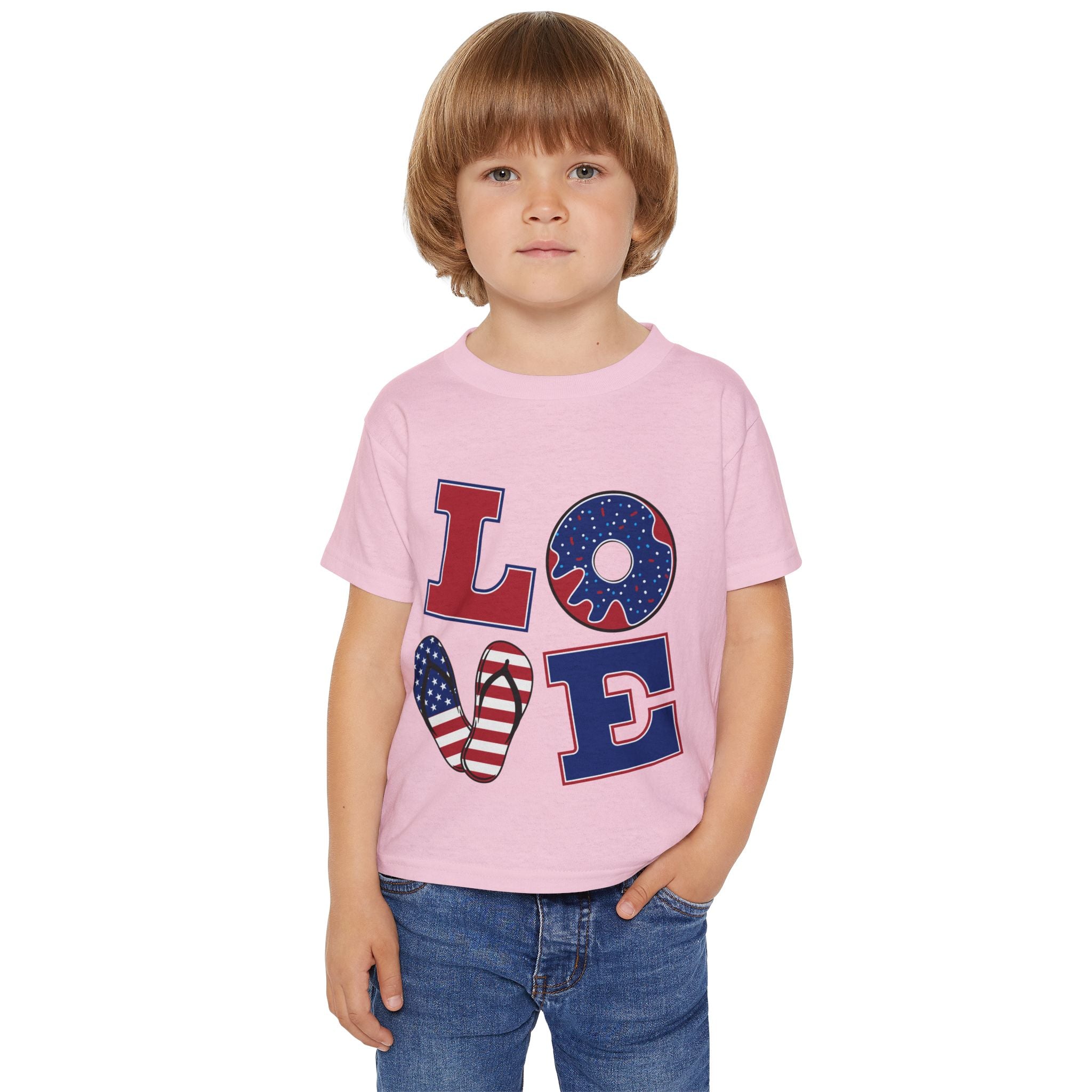 Patriotic 'LOVE' Toddler T‑Shirt — American Flag Kids Fourth of July Tee