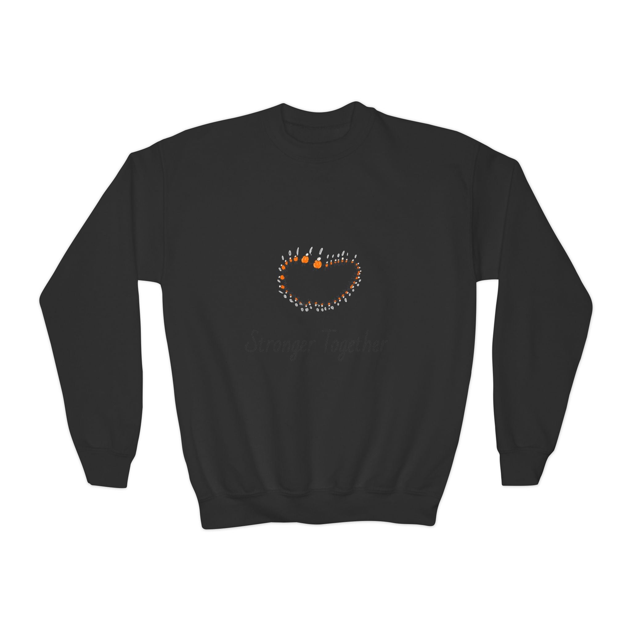 Youth Crewneck Sweatshirt — "Stranger Together" Floral Heart Kids Pullover
