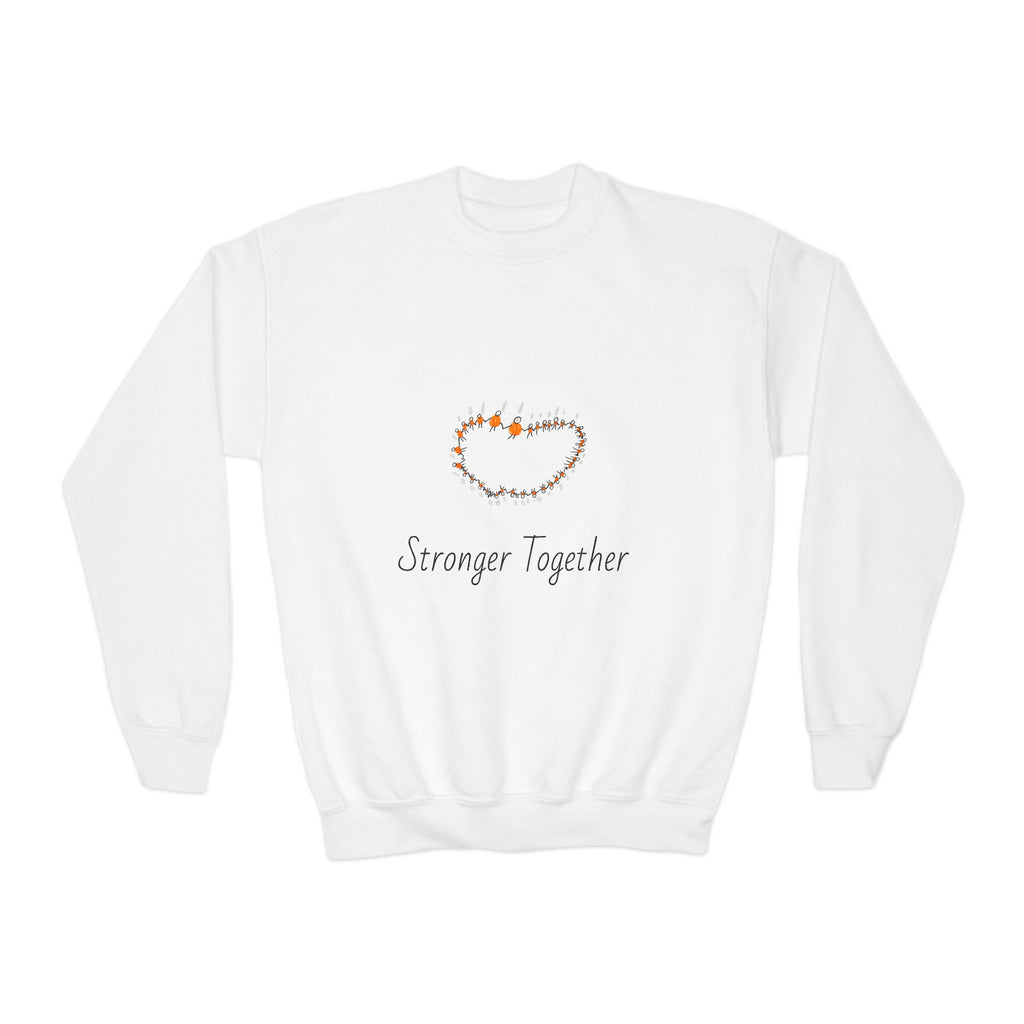 Youth Crewneck Sweatshirt — "Stranger Together" Floral Heart Kids Pullover