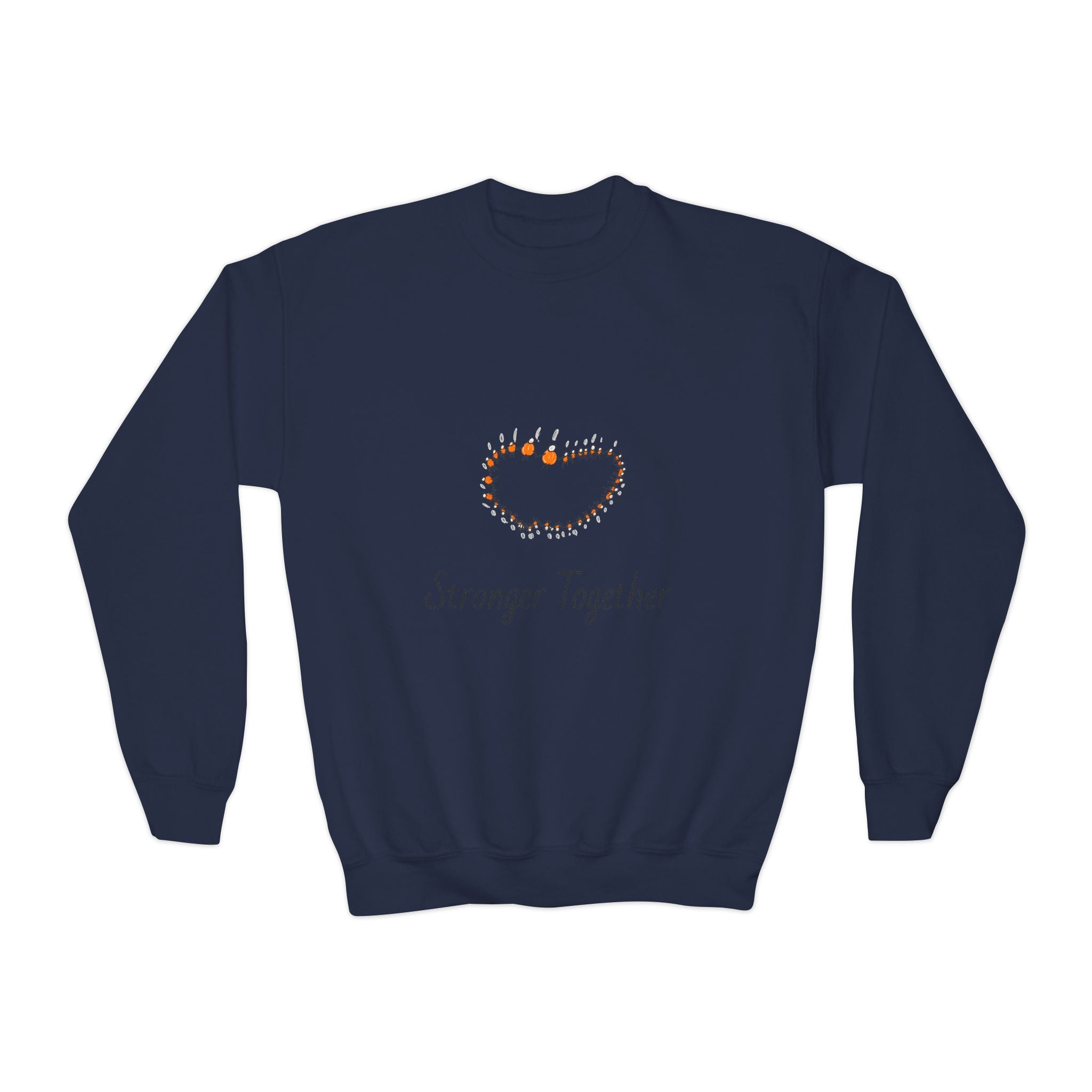 Youth Crewneck Sweatshirt — "Stranger Together" Floral Heart Kids Pullover