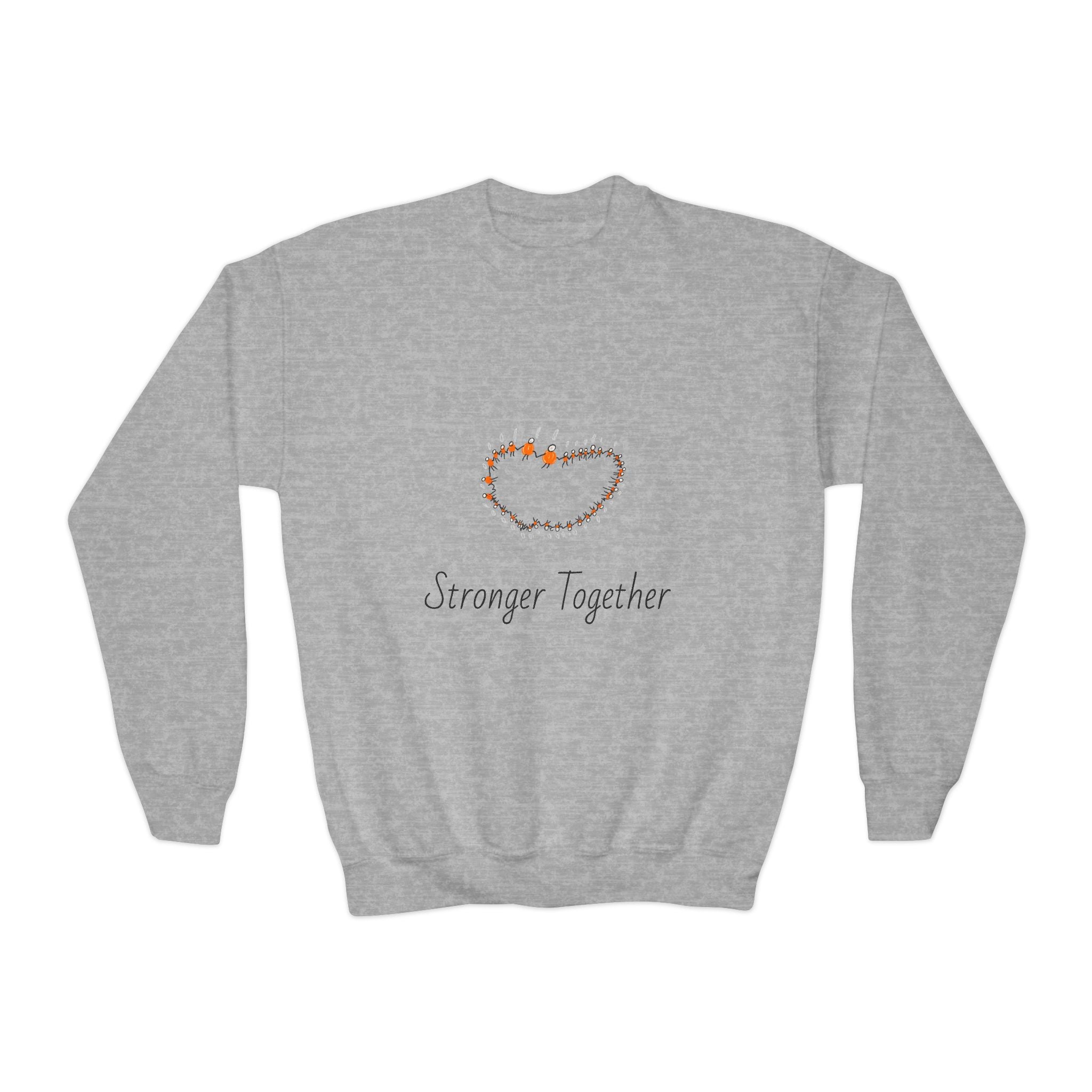 Youth Crewneck Sweatshirt — "Stranger Together" Floral Heart Kids Pullover