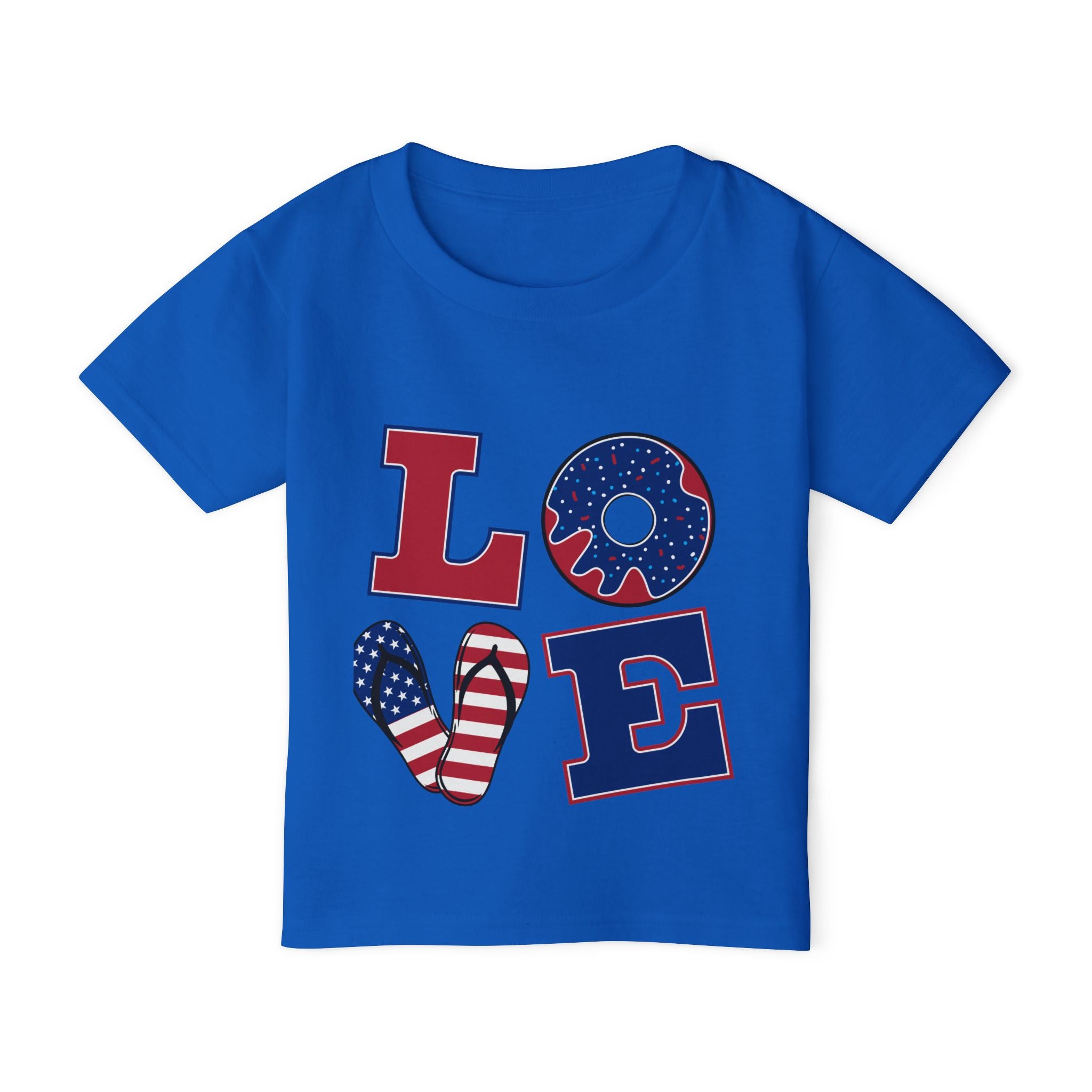 Patriotic 'LOVE' Toddler T‑Shirt — American Flag Kids Fourth of July Tee
